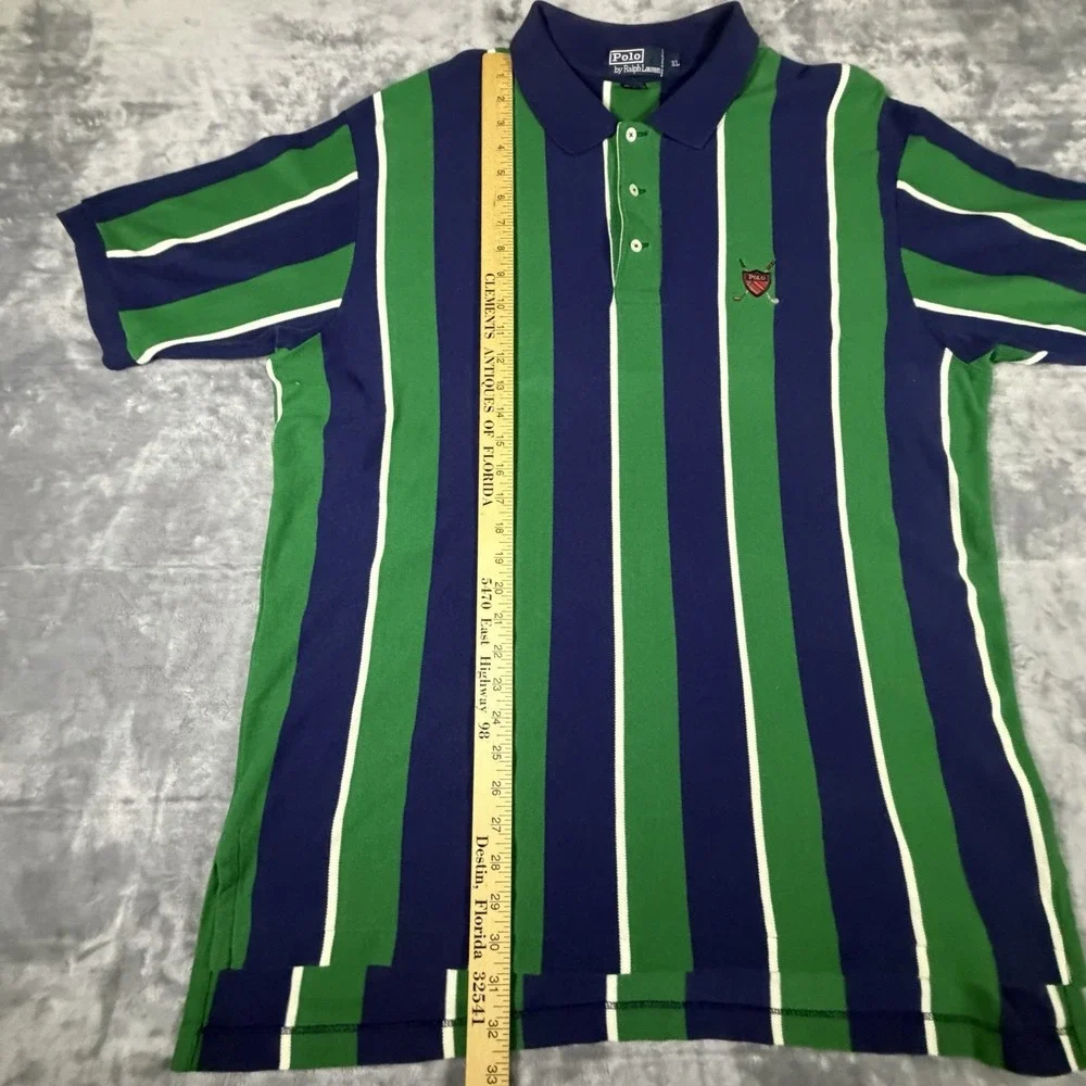 Vtg Polo Ralph Lauren Shirt Men's XL Stripes Crest Embroidery Preppy Y2K Knit